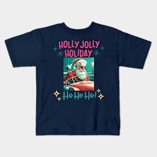 Holly Jolly Holiday Retro Santa Kids T-Shirt